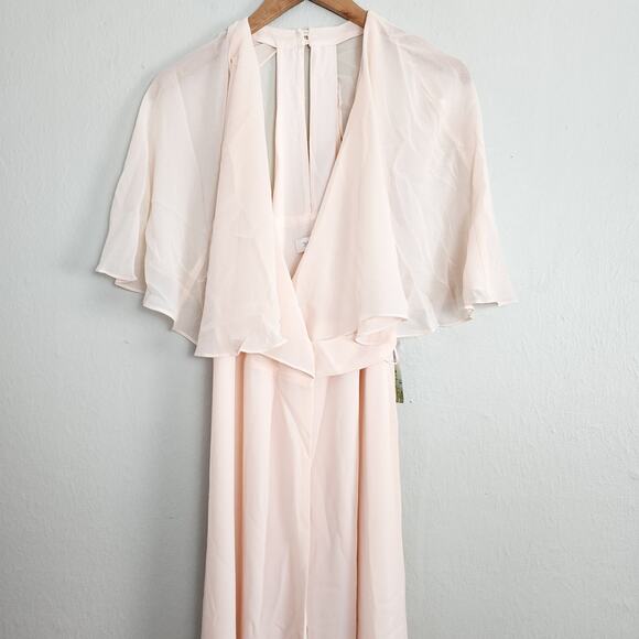 NEW Modcloth Wrapped In Rapture Pink Chiffon Wrap Midi Dress - Picture 6 of 14